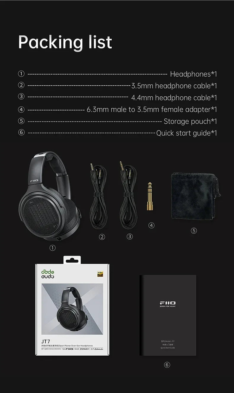 Planar Magnetic Open Back Headphones | JT7 Black | Tidesmit Tidesmit