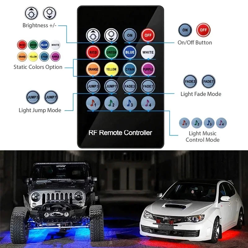 Car Underglow LED Light Kit RGB Dream Color - App Controlled Tidesmit Tidesmit