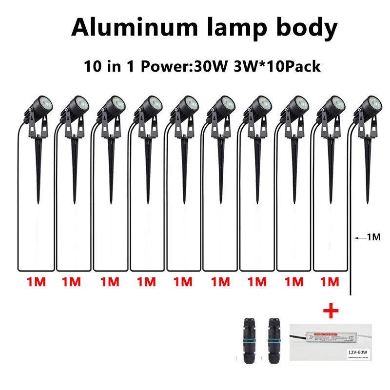 24V Low Voltage LED Garden Spot Lights 6-14Pack IP65 Waterproof + Transformer Outdoor Yard Patio Pathway Decorative Lighting
