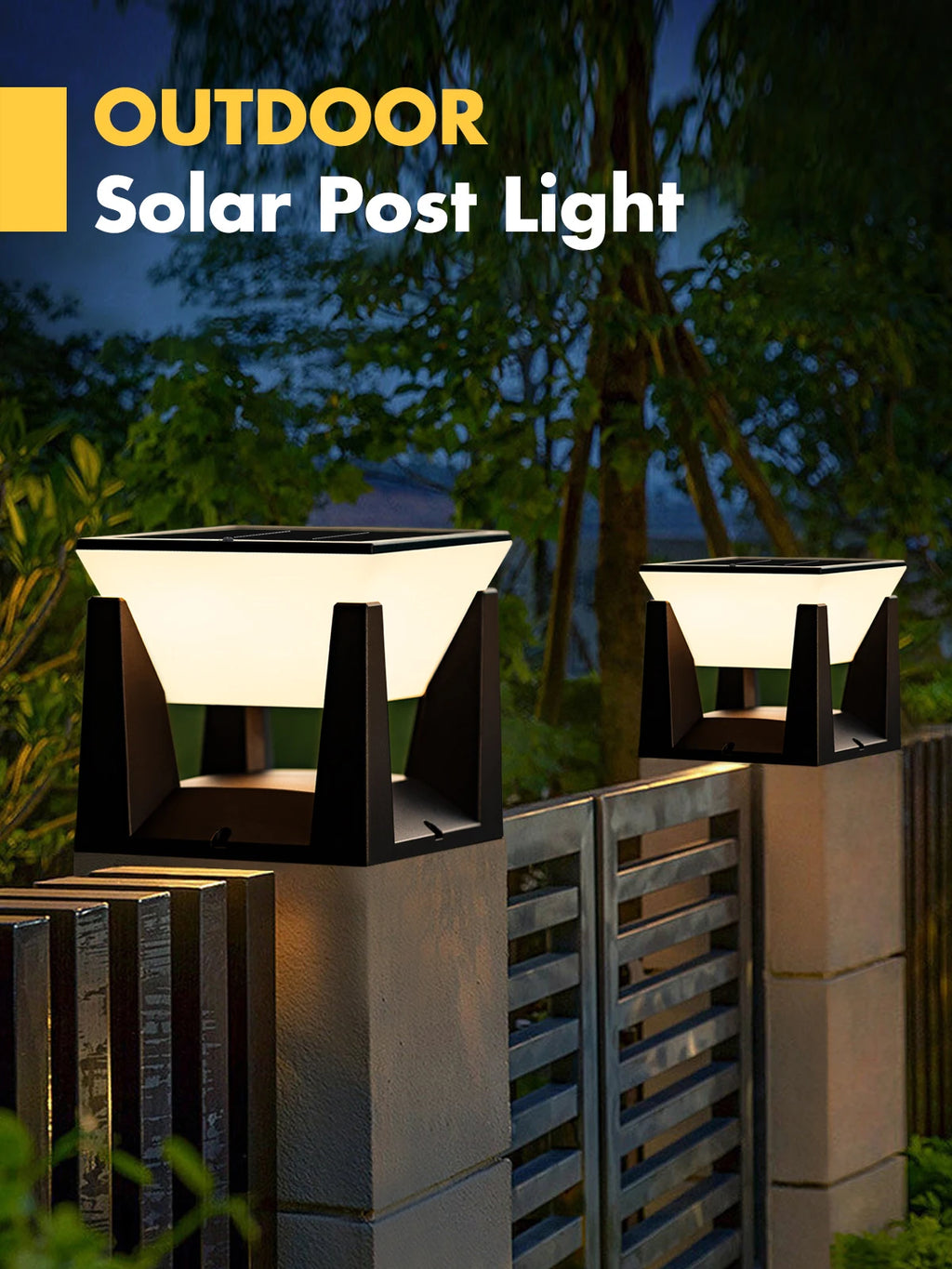 Solar Garden Lawn Decor Light Outdoor Solar Post Light Solar Pillar Column Light Modern LED Fence Deck Cap Lamp IP65 Waterproof