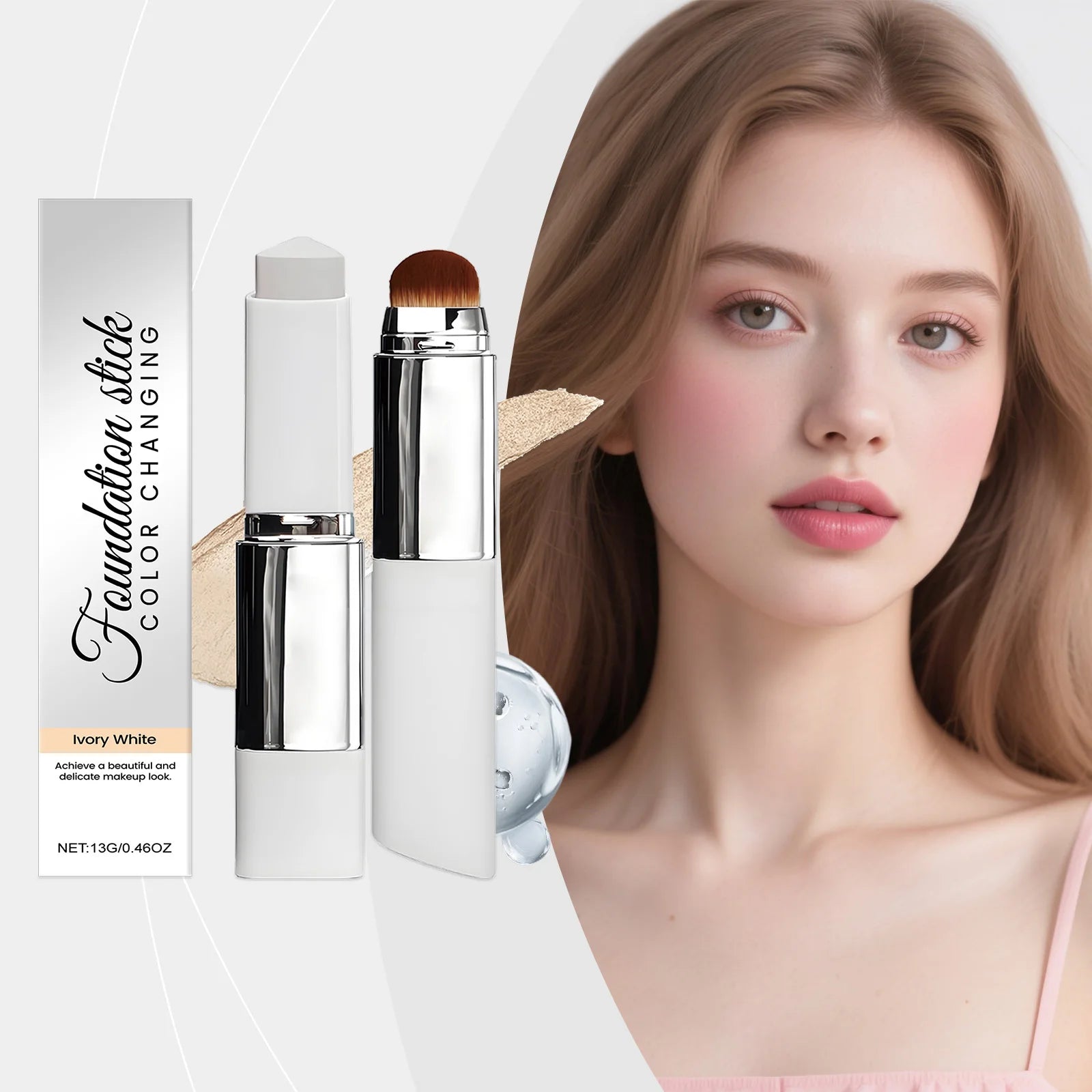 Tidesmit ivory white two in one color changing foundation stick for lightweight matte natural face makeup