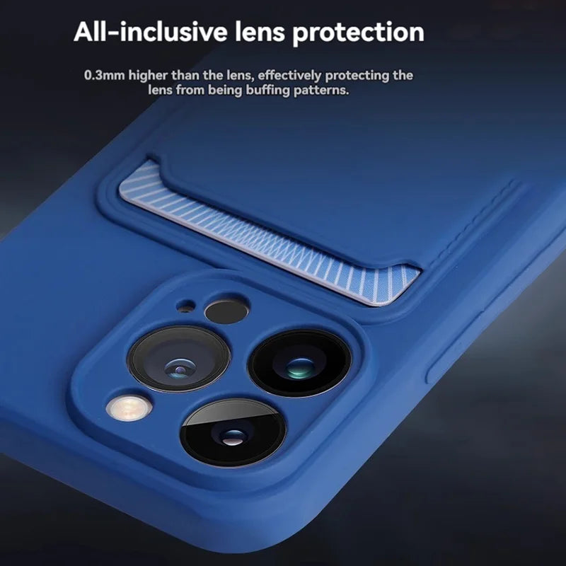 iPhone 16 Case with Card Slot - Slim TPU Shock-Absorbing Protective Cover Tidesmit