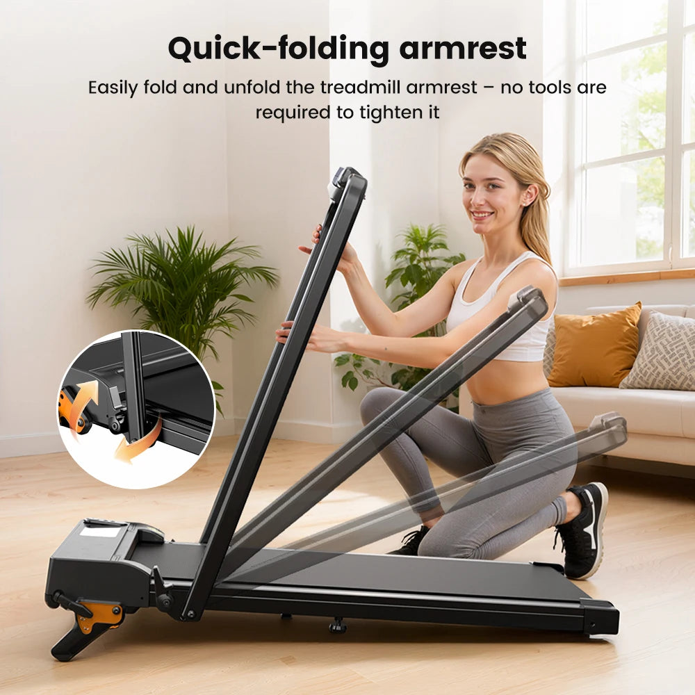 Formill FT51/FT50/FT52 Treadmill 2 In 1 Walking Running Treadmill 0.75-2.5HP Foldable Under Desk Treadmill38*95cm Running Area With Armrest LED Display Oil Drip Hole Indoor Home Gym Exercise Machine
