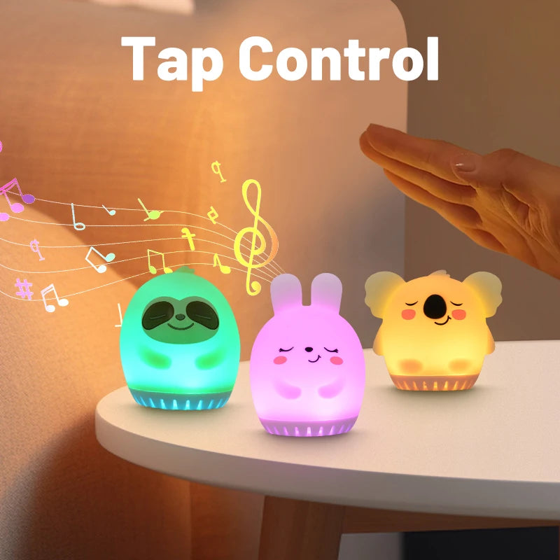 Mini Cute Rabbit White Noise Machine LED Night Light 20 Soothing Baby Music Sleep Aid Silicone Clap Lamp for Kids & Children