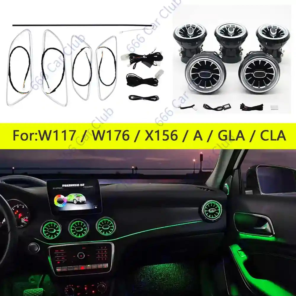 Mercedes-Benz Ambient LED Turbine Vents, 12-Color Interior Lighting Kit Tidesmit