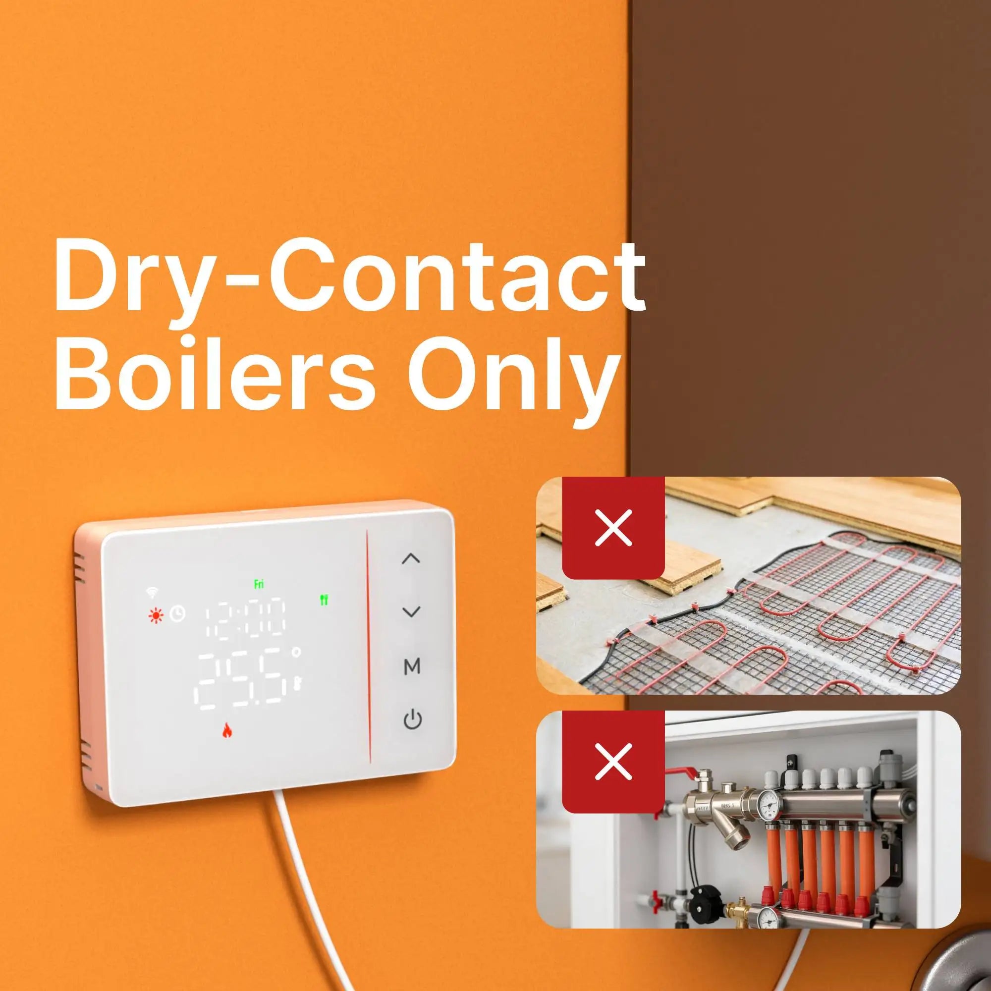 Tuya smart battery powered wifi thermostat gas boiler switch heating/cooling programmable remote control support alexa google