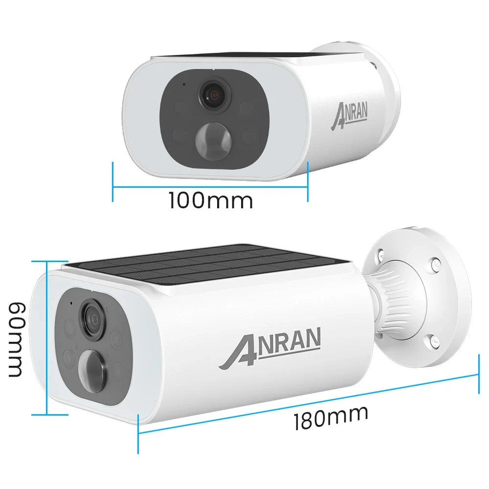 ANRAN 2K Solar Camera Built-in Battery 3MP 2.4G WIFI Security Camera Flood lights Free Basic Cloud Storage Color Night Vision