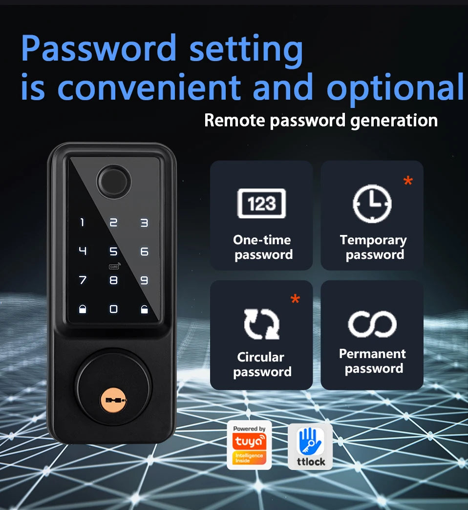 Waterproof Smart Deadbolt Locks for Home Alexa Wifi Bluetooth TTlock App Biometric Fingerprint Digital Keypad Entry Door Lock