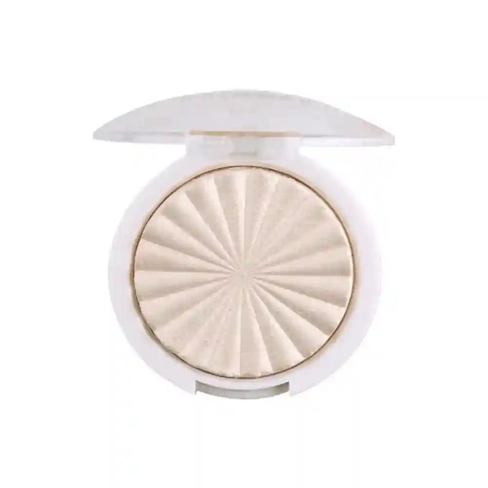 Tidesmit 3D pearlescent shimmer highlighter powder texture close-up for radiant monochrome face makeup glow