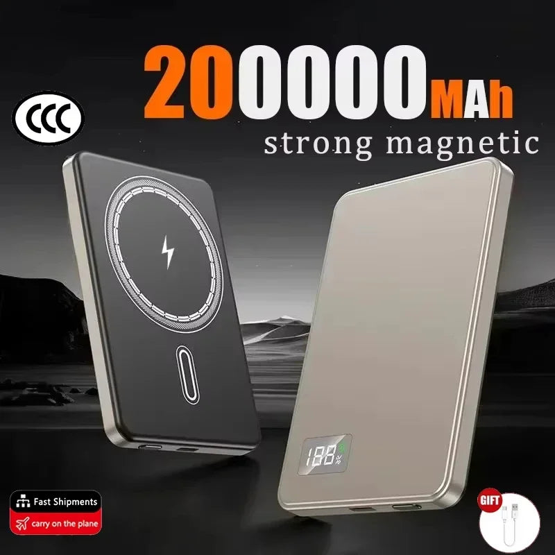 Tidesmit Magnetic Wireless Power Bank | Fast Charging Portable Charger Golden 200000mAh Tidesmit