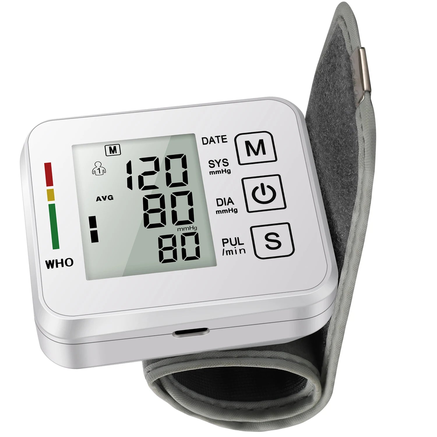 Portable Digital Wrist Blood Pressure Monitor - LCD Screen Heart Rate Pulse Meter Sphygmomanometer for Health Care