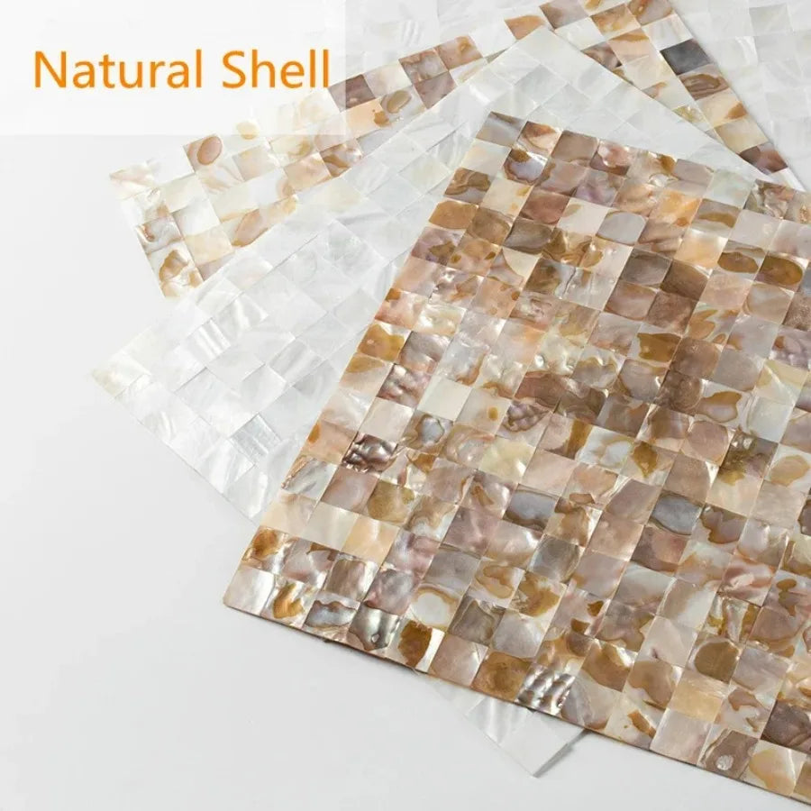 30 CM Natural Shell Mosaic Tile Sticker Sheet Mother of Pearl Wallpaper Tile for Interior Decoration Bathroom Kitchen Wall Tiles