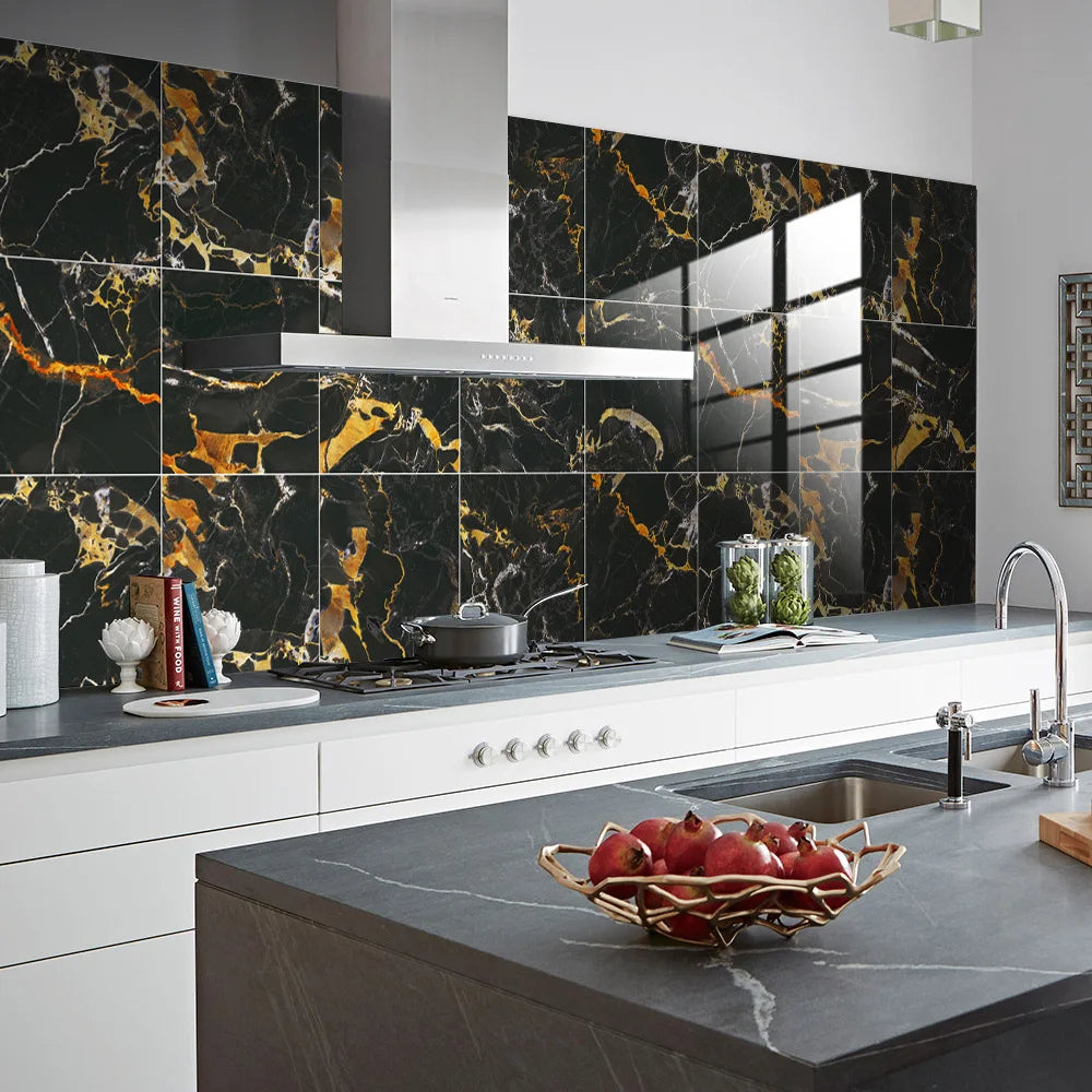 10pcs Crystal Tile Wall Stickers Self-Adhesive Kitchen Tiles PVC Backsplash Stickers Peel and Stick Bathroom Faux Stone Effect