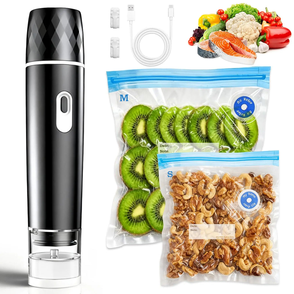Food Vacuum Sealer, 60KPA Powerful Suction Handheld Vacuum Sealer Machine, Rechargeable for Meal Prep, Camping & RV Travel
