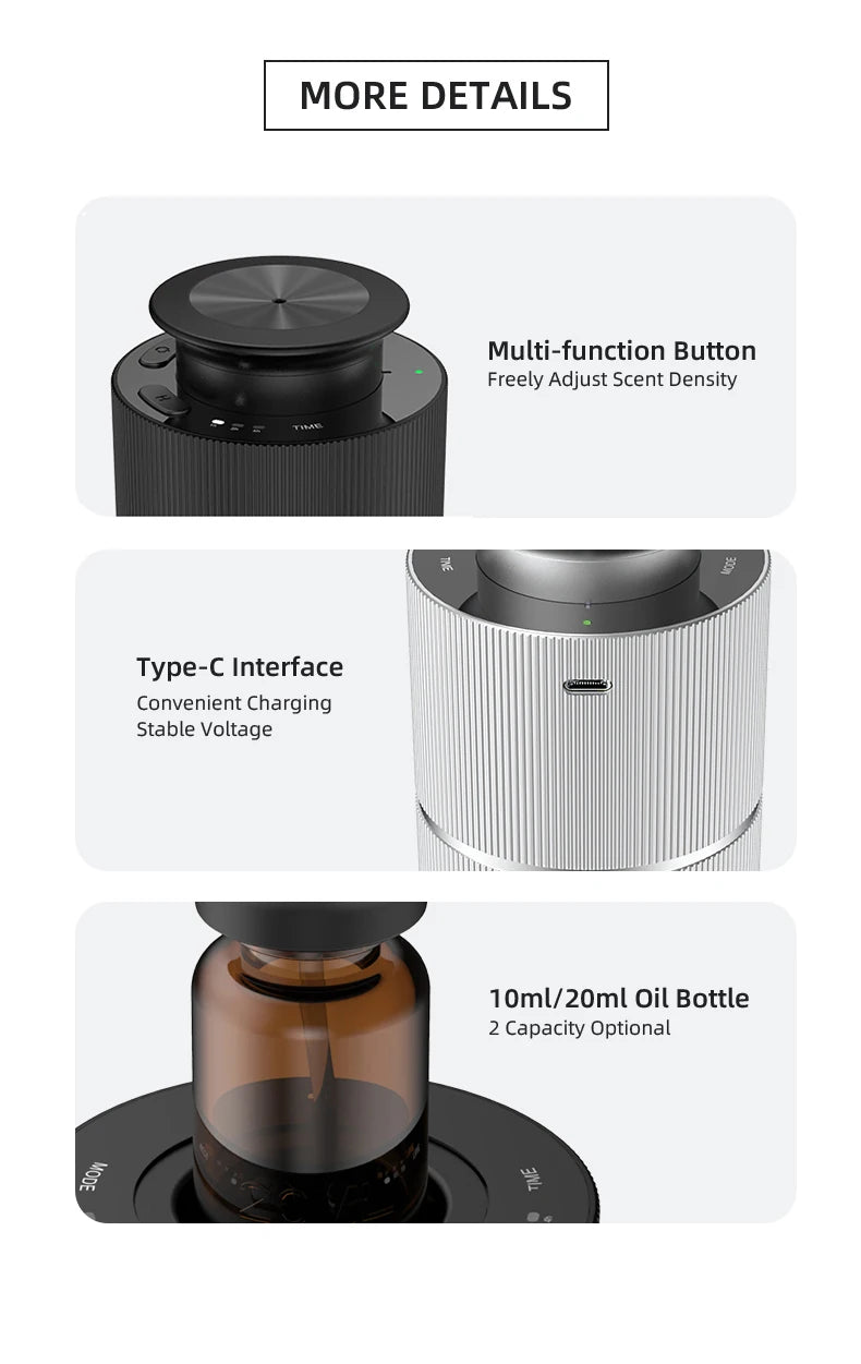 Car Diffuser Waterless Essential Oil Diffuser Aromatherapy Atomizing Diffuser For Office Room Portable Home Freshener Device