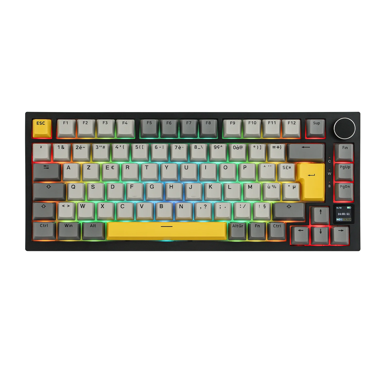 ISO-FR Layout EPOMAKER X AJAZZ AK820 PRO 75% AZERTY French Gasket Wired/Bluetooth/2.4GHz Wireless Mechanical Keyboard with Interactive TFT & 4000mAh