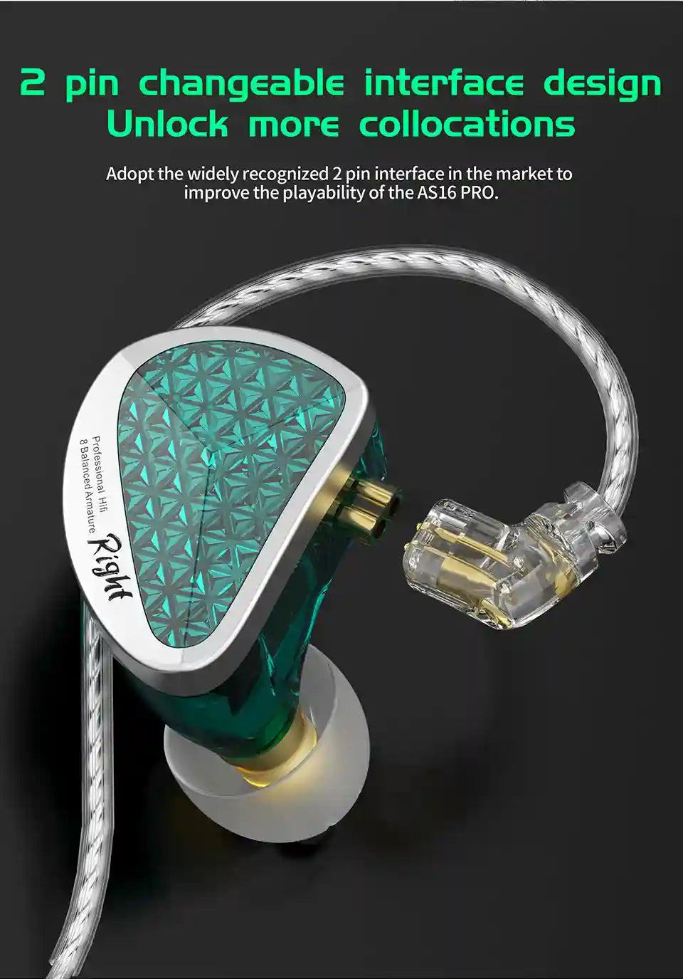 KZ AS16 Pro In-Ear Monitors | 16BA Balanced Armature Studio Audio Tidesmit