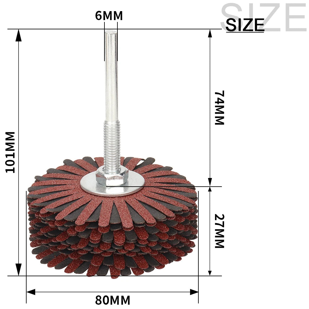 80x6mm Abrasive Cloth Flap Wheel Sanding Star for Woodworking Root Carving Furniture Polishing Rust Removal Grinding Wheel Head