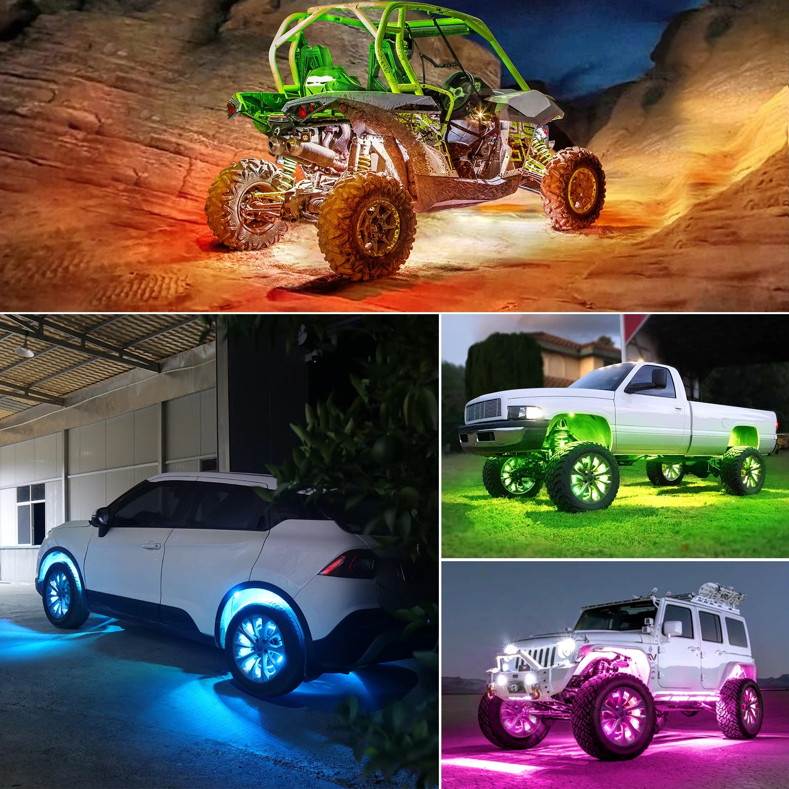 LED Rock Lights for Trucks | 4-12 Pod RGB App-Controlled Underglow Kit Tidesmit