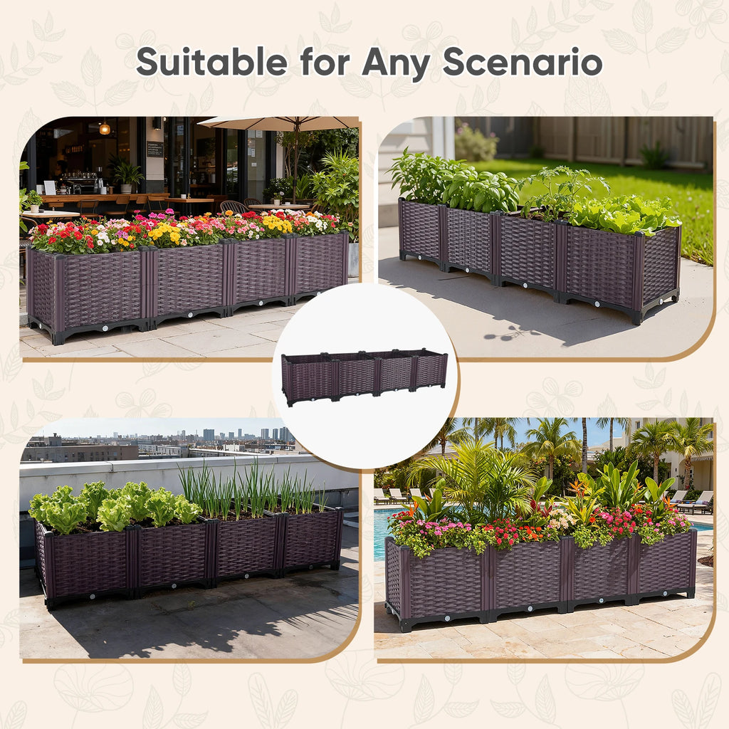 Large Raised Garden Bed Outdoor Galvanized Planter Box with Open Bottom Oval Planter Raised Bed for Gardening Plants