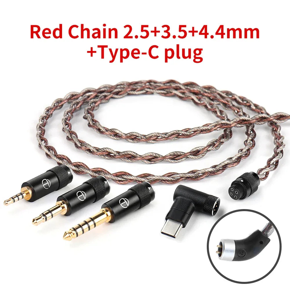 Silver Plated Replacement Earphone Cable - 3-Jack Kit Tidesmit 3jacks Type C S PIN Tidesmit