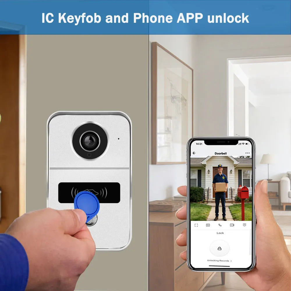 Tuya 7 inch LCD Wired Doorbell Wireless Wifi Smart Video Doorphone 2/3 Monitor HD 1080P Camera IC Card Unlock Intercom System