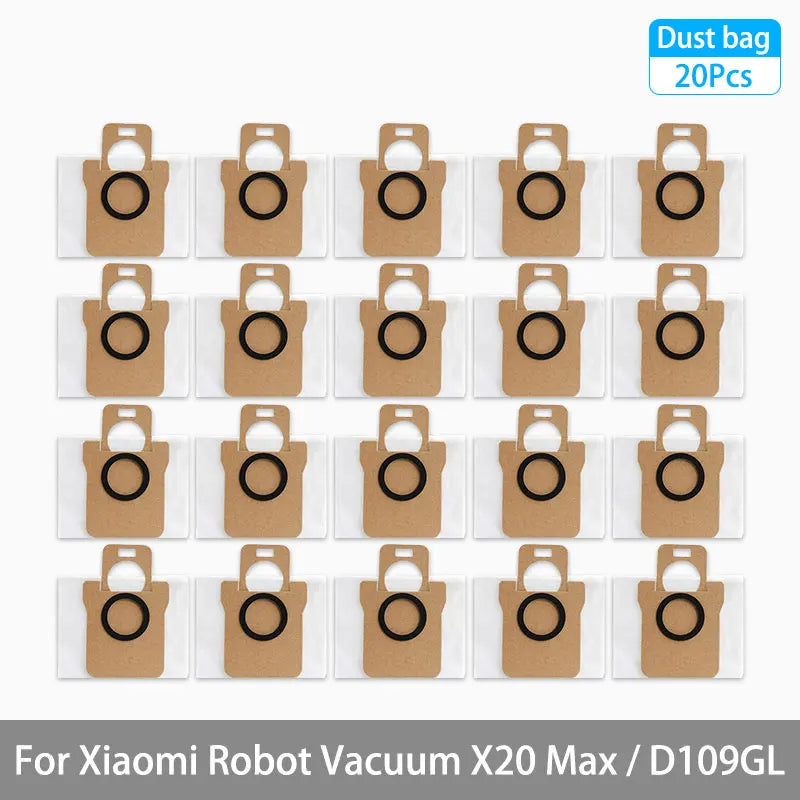 Robot vacuum replacement dust bags, brown paper bags with black rings (20-pack)