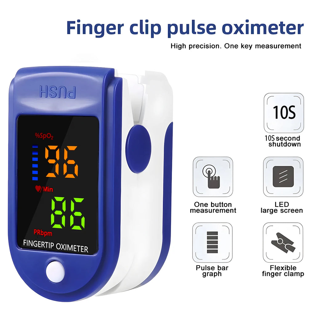 Fingertip Oximeter Blood Oxygen Saturation Monitor SpO2 With Pulse Rate Measurement Portable LED Display No Battery