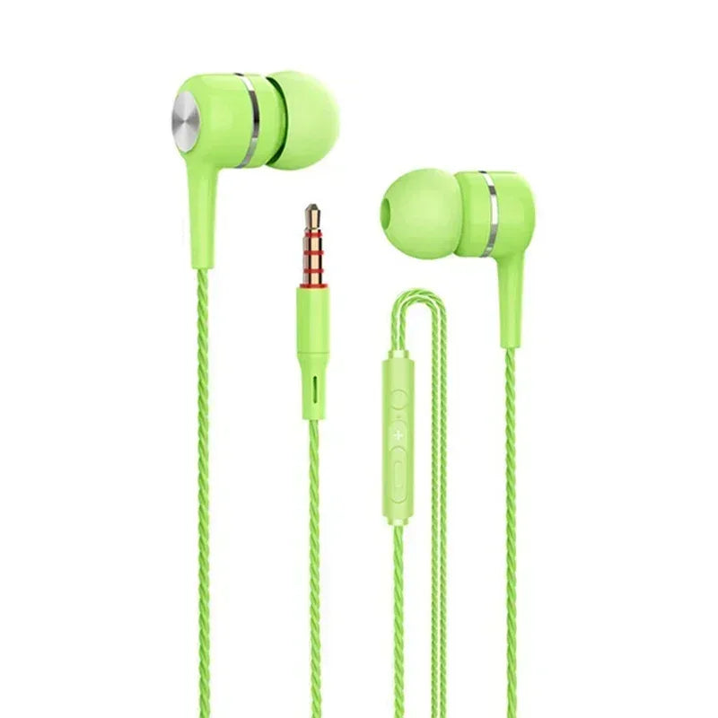 Wired 3.5mm Earbuds with Deep Bass Mic Stereo Sound - Tidesmit green Tidesmit