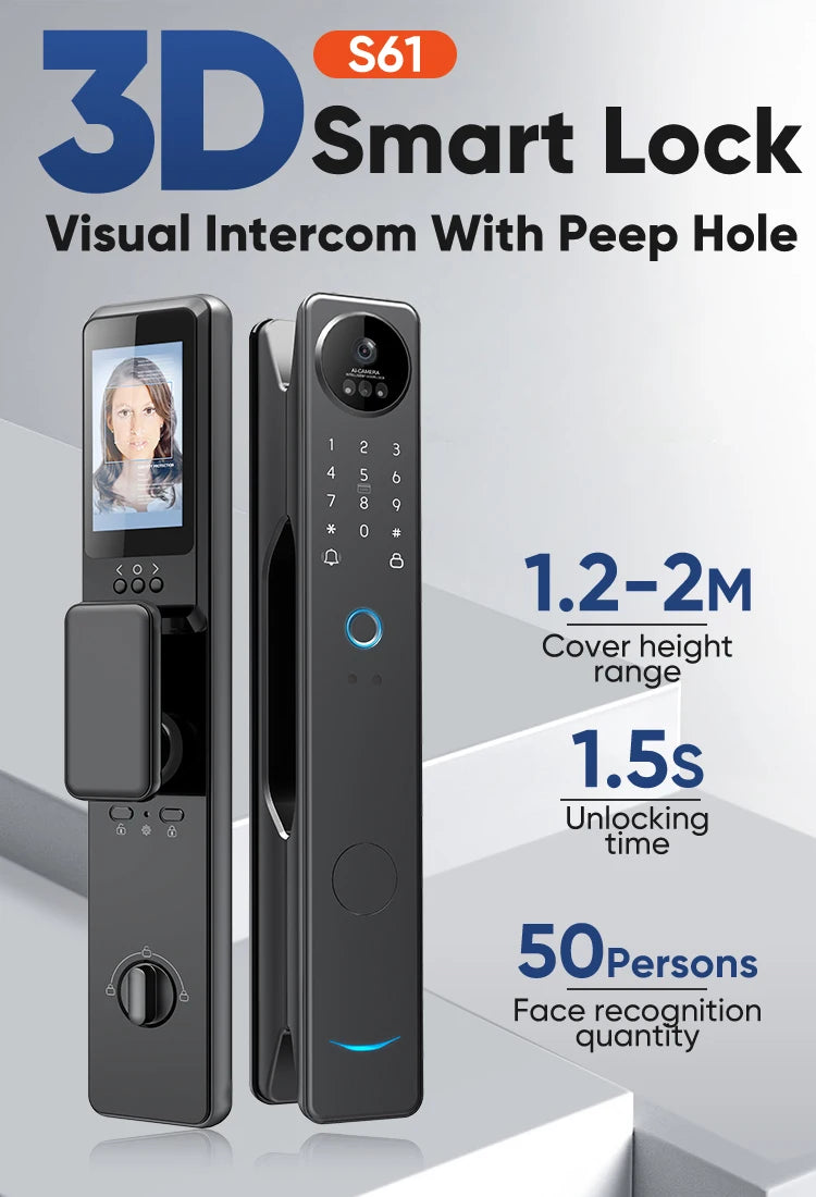 New Redesign Technology Cerradura Digital Finger Print Palm Vein Smart Door Lock With Camera And Fingerprint