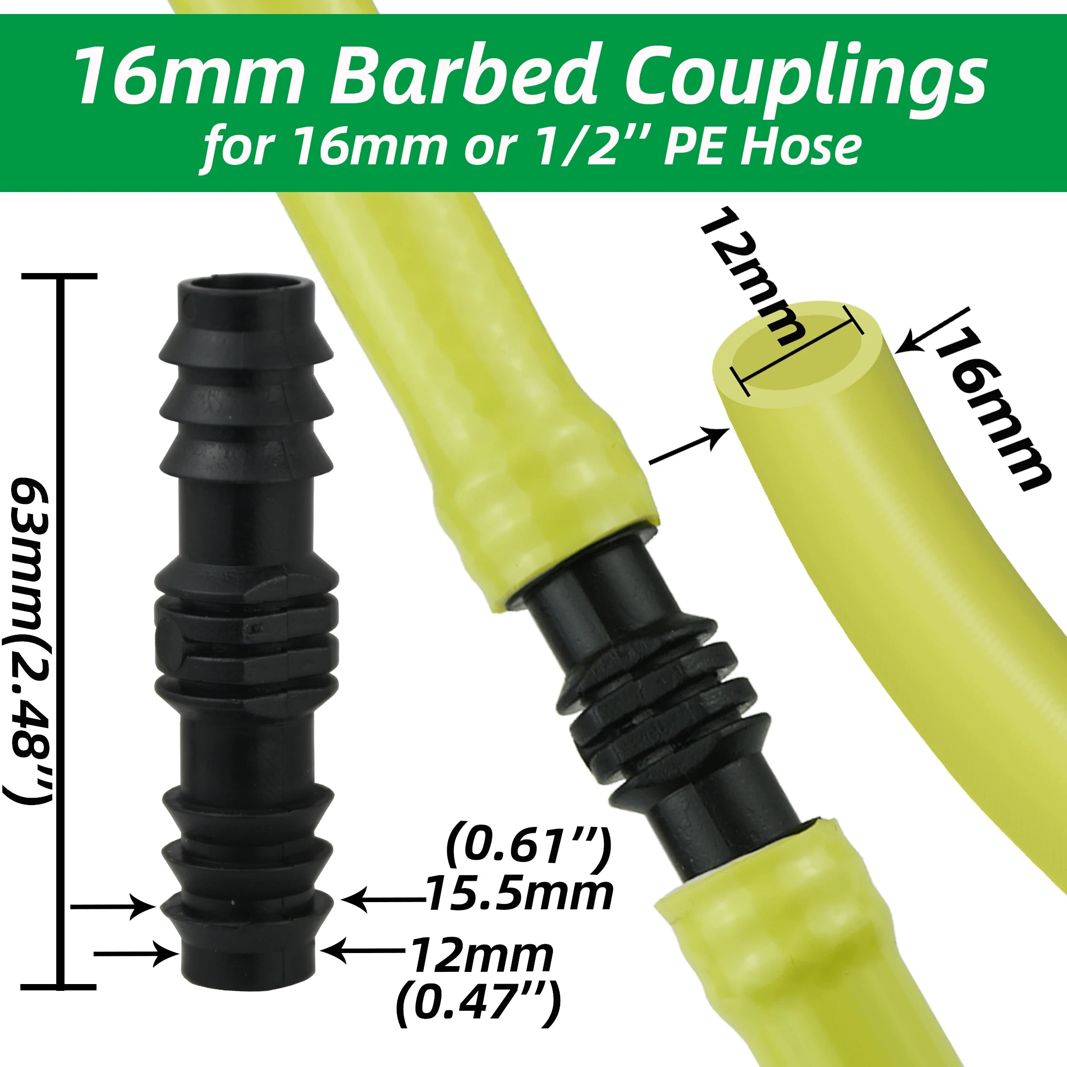 1/2" 3/4" Male Female Thread Connector To Barb 16mm 20mm 25mm PE Hose Adapter Tee Elbow Garden Irrigation Drip Watering System
