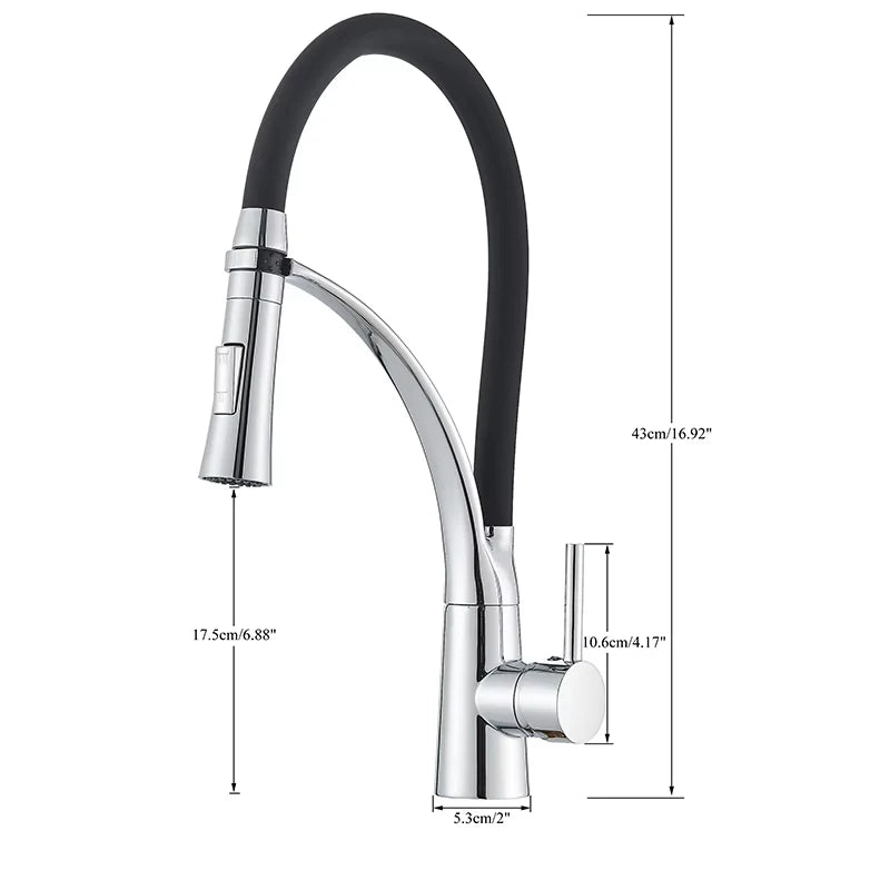 Rubber Kitchen Faucet Mixer Tap Rotation Pull Down Stream Sprayer Taps Hot Cold Water Tap with Single Handle Kitchen Tap