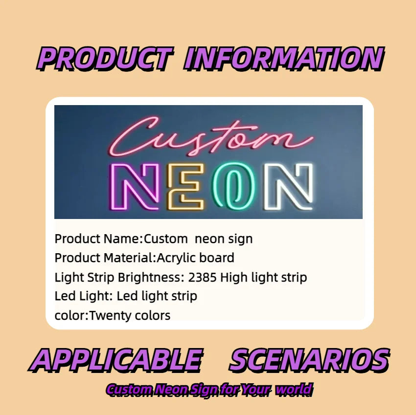 Custom LED Neon Sign for Business Logo - Durable Personalized Acrylic Sign Tidesmit