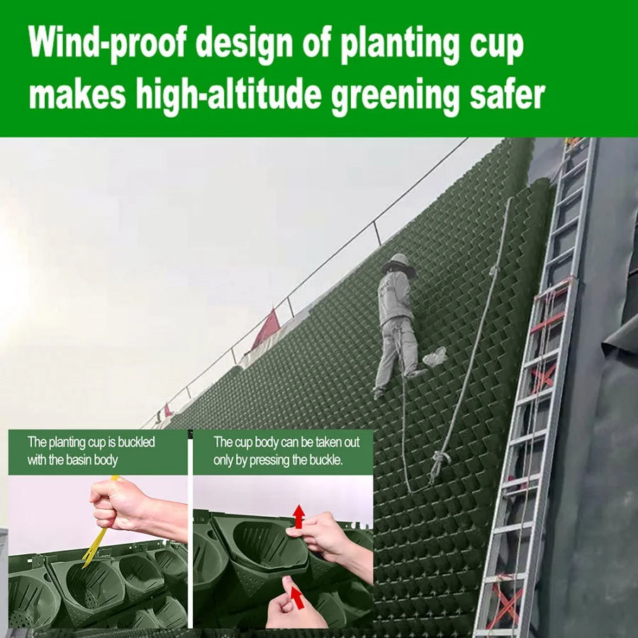 Outdoor Multi-layer Planting Trough Vertical Garden Plant Wall Plastic Planter Modular Planting Box Fence Hanging Flower Pot
