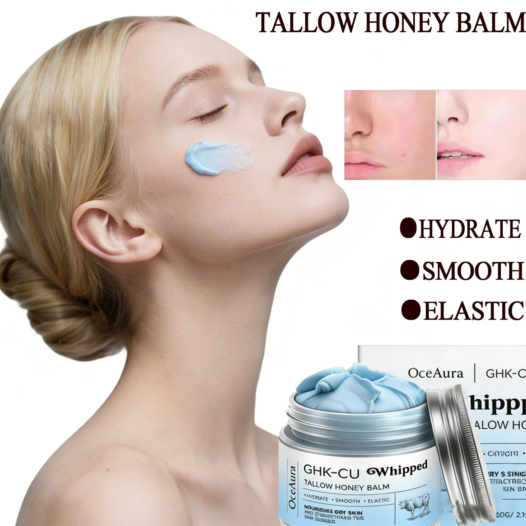 Copper Peptides GHK-Cu Beef Tallow for Skin Blue Balm Manuka Honey Face and Body Moisturizer for Mature Dry & Sensitive Skin