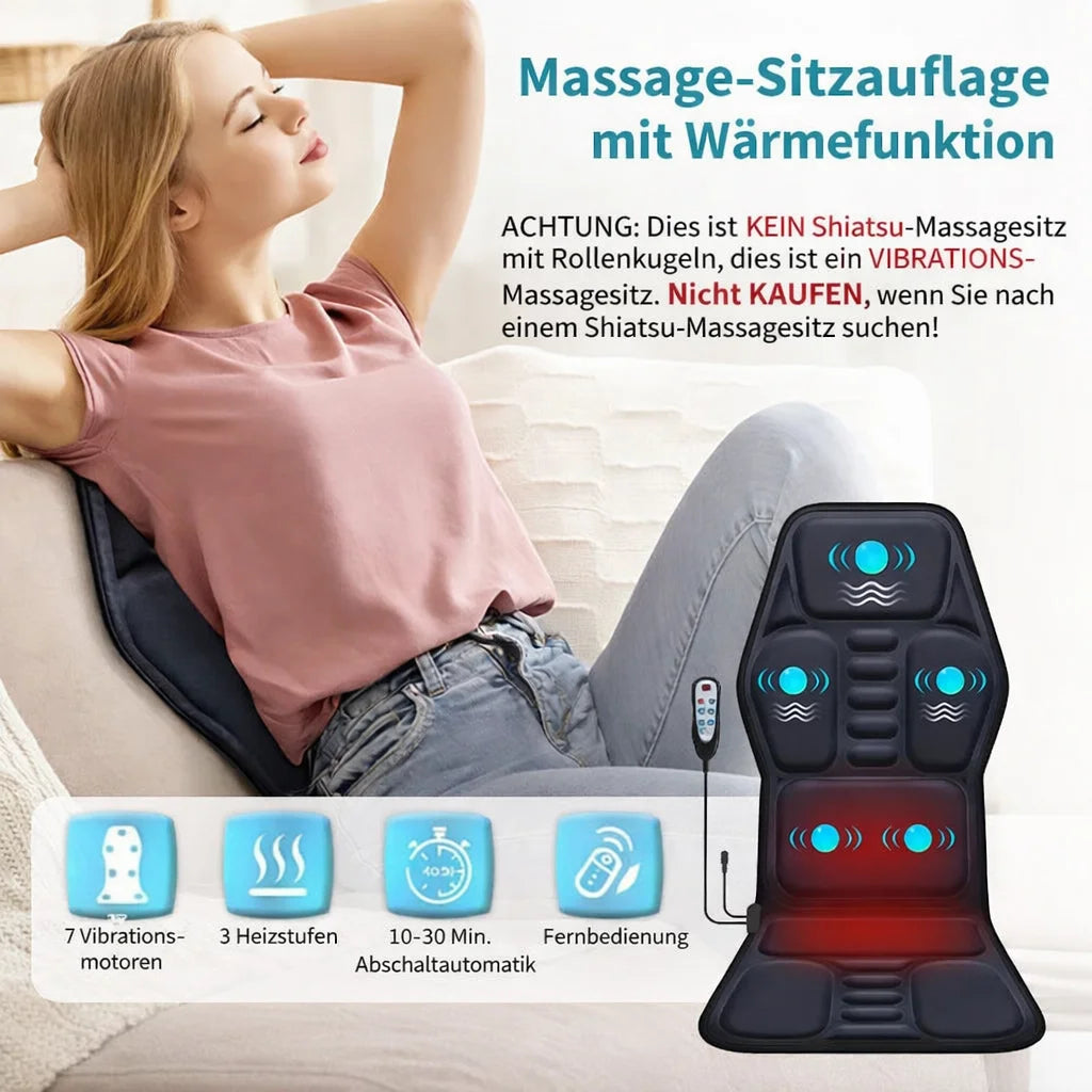 Massage Seat Cushion with Heat & Vibration - Electric Muscle Relief Massage Cushion Tidesmit