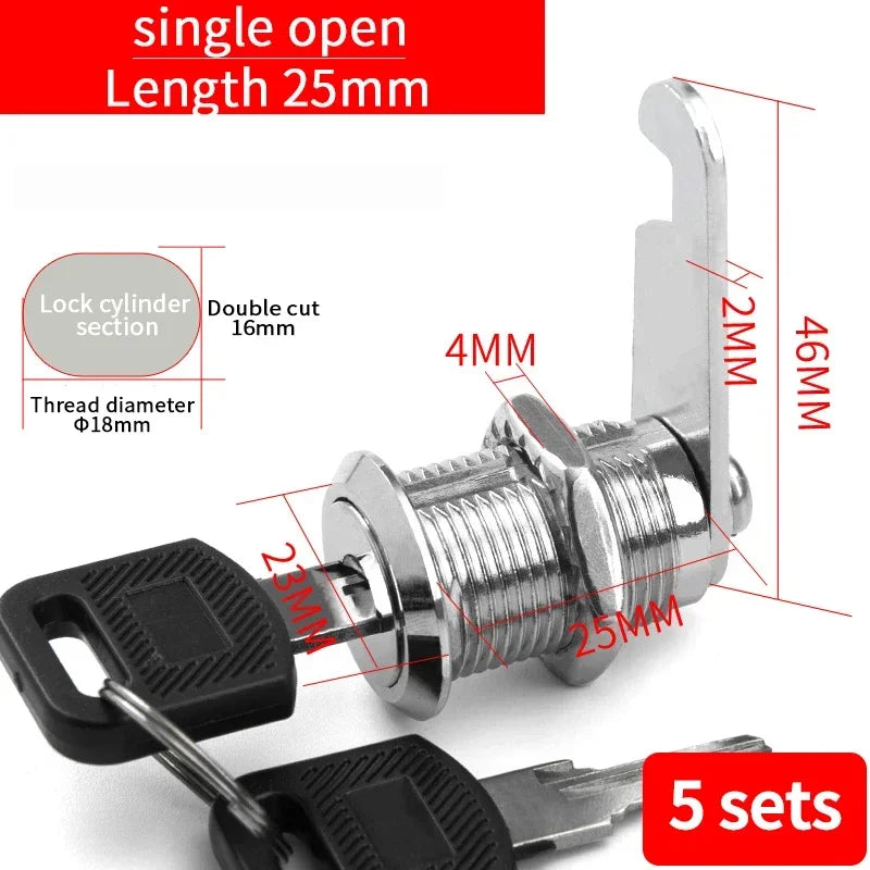 5/20/100SETS 16mm 20mm 25mm 30mm 35mm Metal Rotary Key Switch Push Button Lock Switch Latching Cylinder Cabinet Security Locker