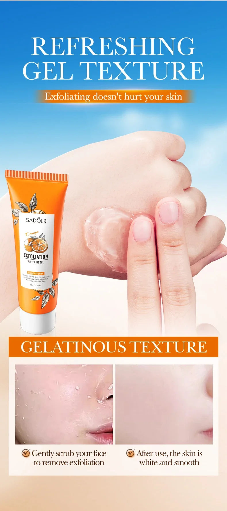 Orange Exfoliating Gel Facial Scrub for Pore and Blackhead Care Scrubs Treatments Tidesmit