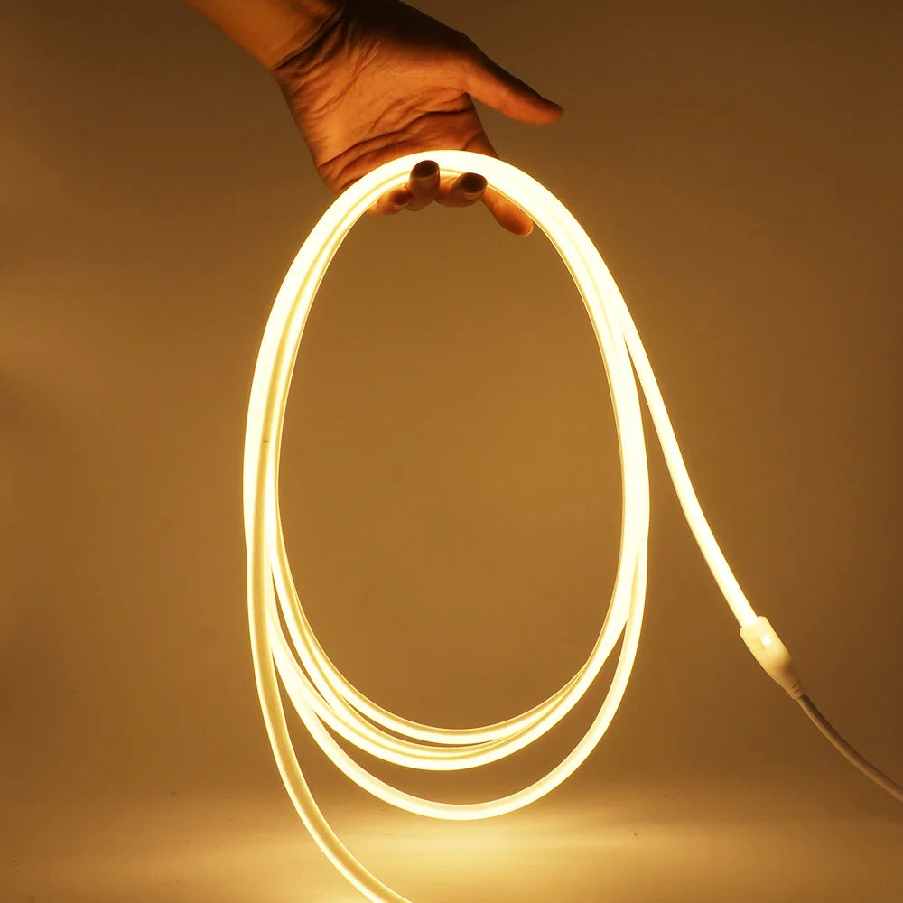 220V COB LED Neon Strip Light with Dimmer Switch Power Kit 288LED High Density Linear Lighting Waterproof Flexible Silicone Lamp
