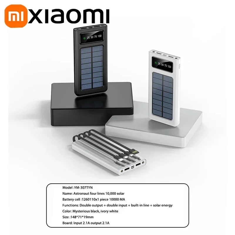 Portable Charger 200000mAh Power Bank with 4 Built-in Cables - Tidesmit Tidesmit