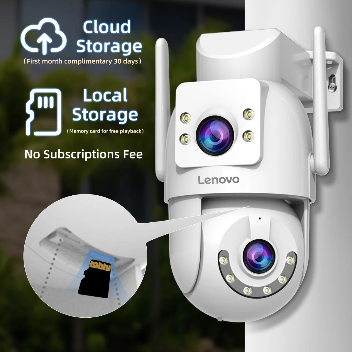 Lenovo 4MP HD Wifi PTZ Camera Outdoor 4MP Dual Lens Dual Screen Auto Tracking Security IP Camera CCTV Audio Video Surveillance