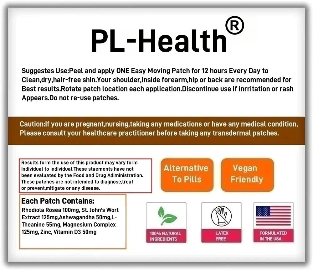 30 Patches Cortisol Transdermal Patches Hormone Balance Support for Women with Magnesium Complex, Rhodiola Rosea