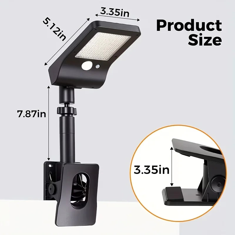 2-Pack Clip-On 60LED Solar Lights, 2 Adjustable Installation Modes, Solar Powered No Wiring Needed, 1500Mah Battery, Motion Sensor Auto On, for Yard, Fence, Balcony, Railing & Garage Lighting, Perfect Gift for Housewarming &