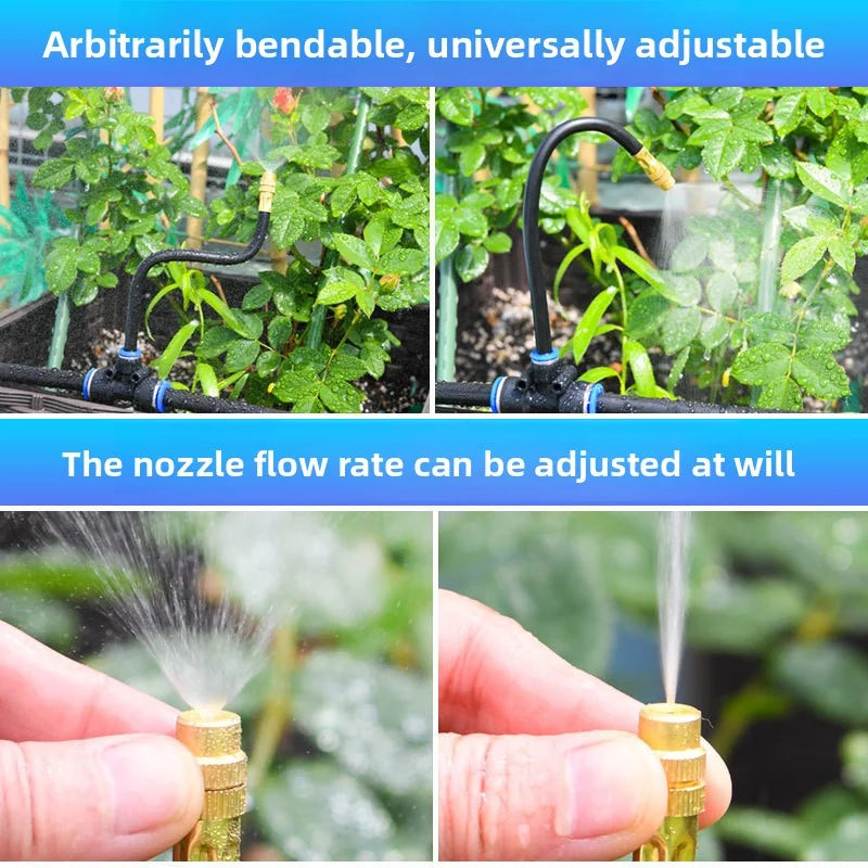 8mm PE Pipe Universal Automatic Irrigation Sprinkler Kit Rotating Copper Nozzle Watering Irrigation Patio Misting Cooling System