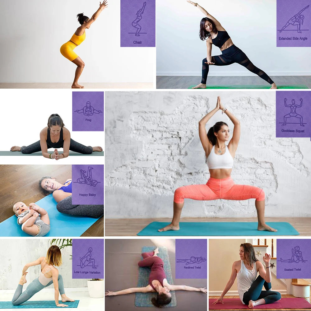 TPE Yoga Mat 183cm*61cm Anti-skid Sports Fitness Mat For Exercise Yoga And Pilates Gymnastics Mat Fitness Equipment