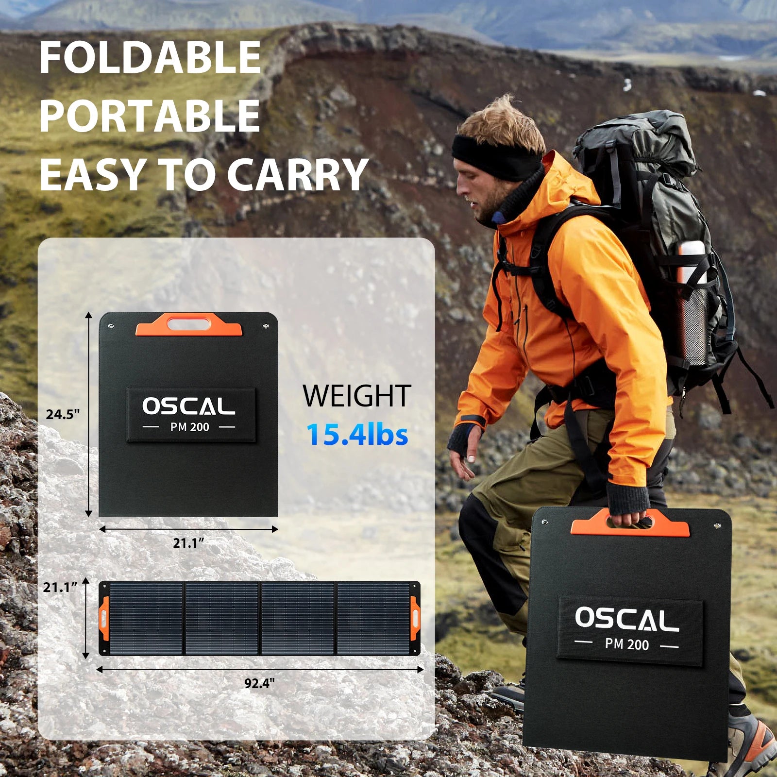 OSCAL 200W Solar Power Generation Panel Can Be Combined with Generator Use Solar Energy Conversion for Outdoor Camping