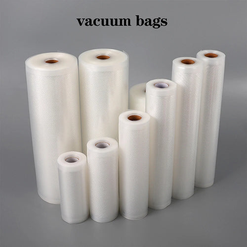 White vacuum bag rolls set with open center holes