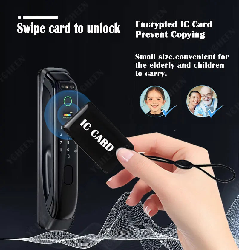 6068,5572,6072,6085 Mortise Lock Tuya Wifi App Camera Smart Digital Lock With Fingerprint Face Key Card Rfid