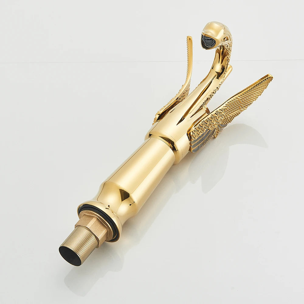 Gold Swan Bathroom Basin Faucet Deck Mounted Mixer Taps Hot and Cold Water Basinwash Sink Mixers Brass Tap