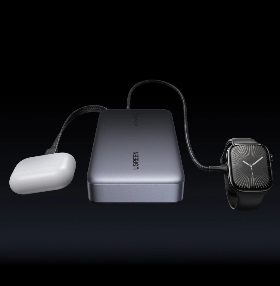 20000mAh Power Bank 67W Fast Charging Portable Charger with Built-in Cable Tidesmit